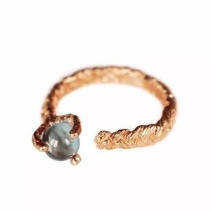 Unearthen mini sphere ring blue topaz rose gold